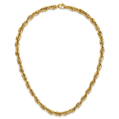 14K Polished 12mm Fancy Rope Link 17.5 inch Necklace