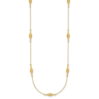 14k Polished and Diamond-cut Fancy Beaded 18 inch Necklace
