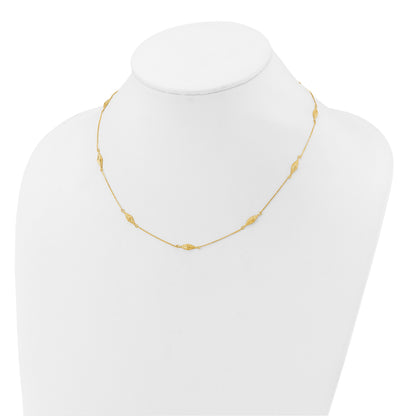 14k Polished and Diamond-cut Fancy Beaded 18 inch Necklace