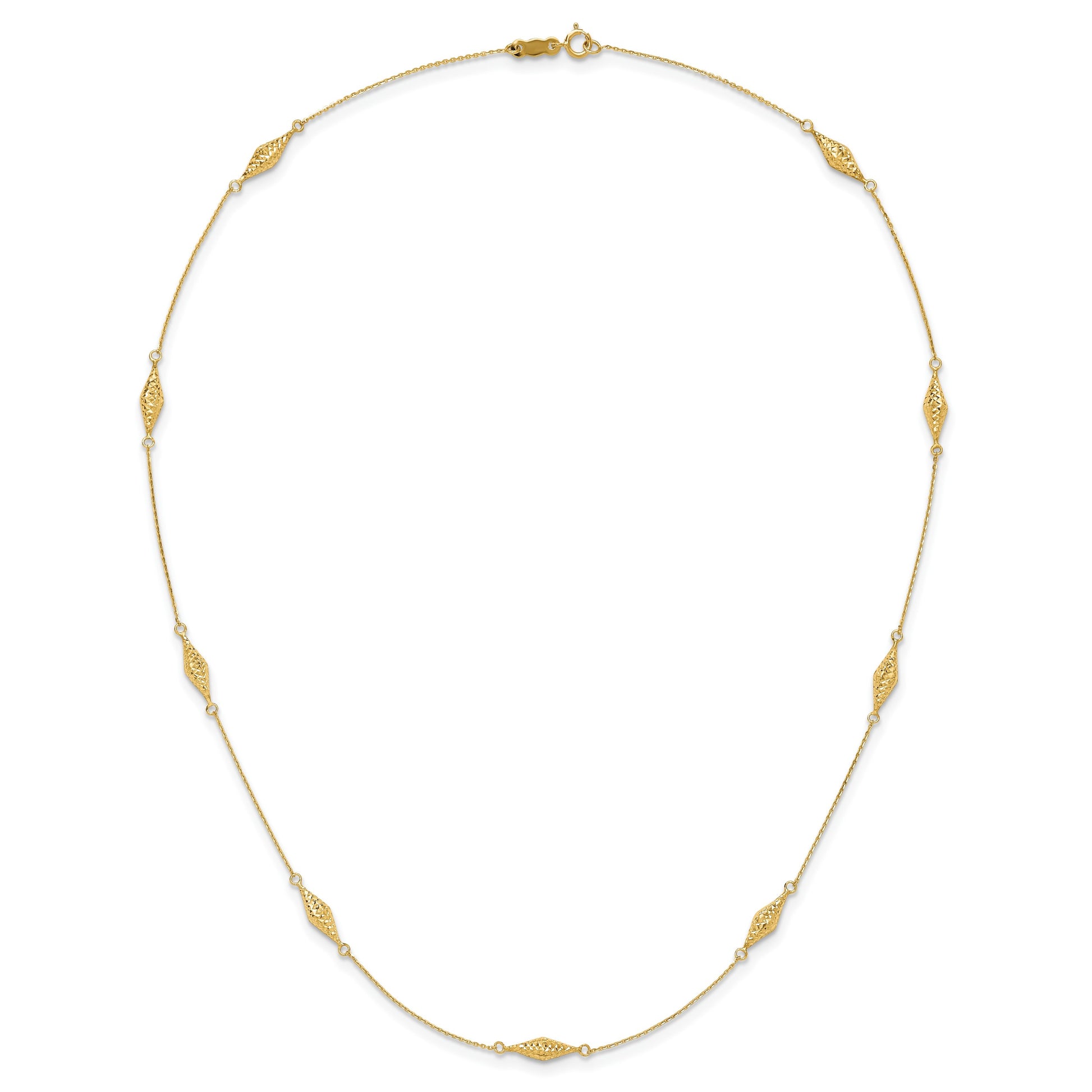 14k Polished and Diamond-cut Fancy Beaded 18 inch Necklace