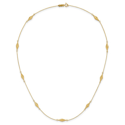 14k Polished and Diamond-cut Fancy Beaded 18 inch Necklace
