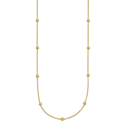 14k Polished Diamond-cut Tiny Puffed Circles 15-Station 18 inch Necklace