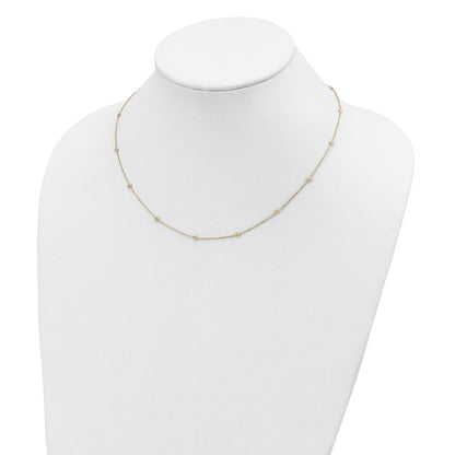 14k Polished Diamond-cut Tiny Puffed Circles 15-Station 18 inch Necklace
