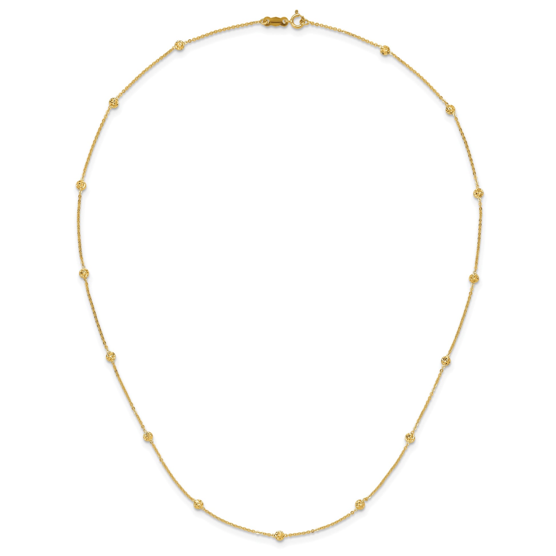 14k Polished Diamond-cut Tiny Puffed Circles 15-Station 18 inch Necklace