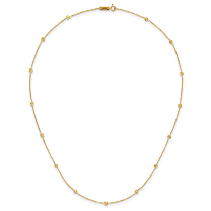 14k Polished Diamond-cut Tiny Puffed Circles 15-Station 18 inch Necklace