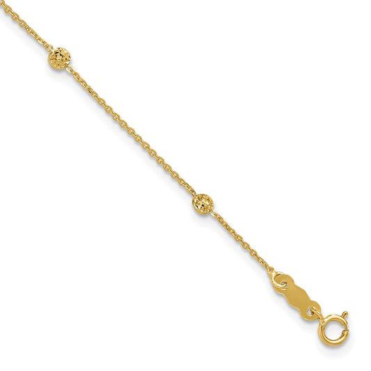14K Polished and Diamond-cut Tiny Puffed Circles 6-Station 7.25 inch Bracelet