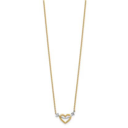 14k with White Rhodium Diamond-cut Heart and Arrow 17 inch Necklace