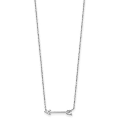 14k White Gold Polished Arrow 17 inch Necklace