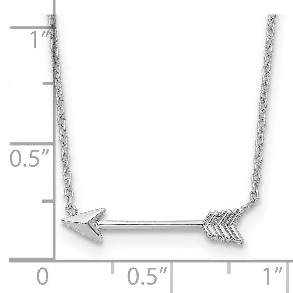 14k White Gold Polished Arrow 17 inch Necklace