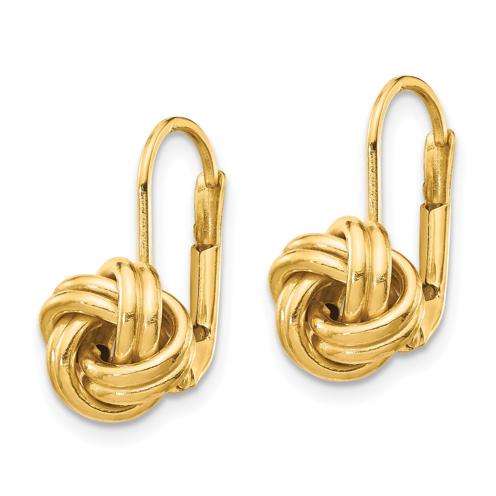 14k 9mm Polished Love Knot Leverback Earrings