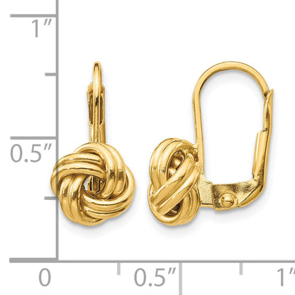 14k 9mm Polished Love Knot Leverback Earrings