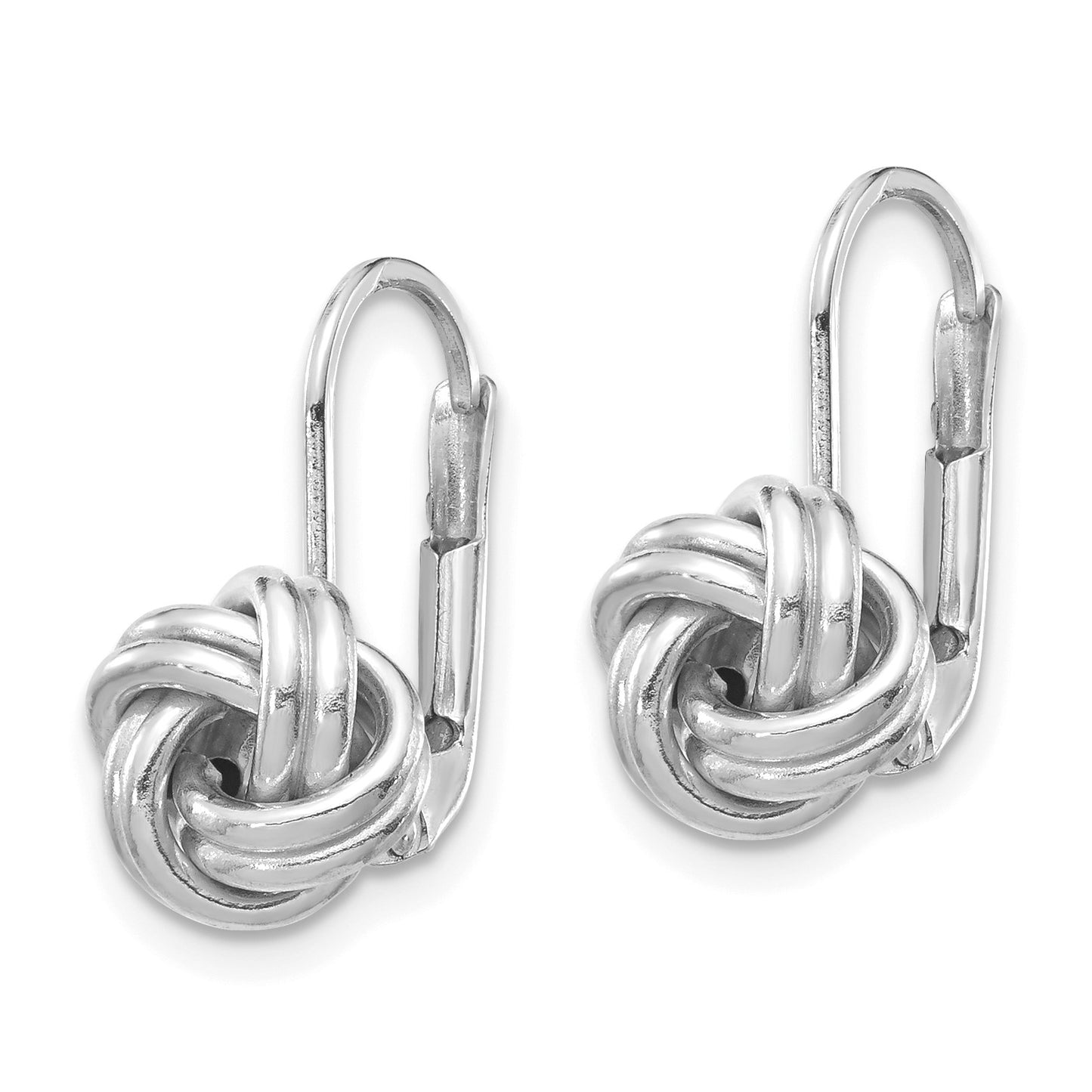 14k White Gold 9mm Polished Love Knot Leverback Earrings