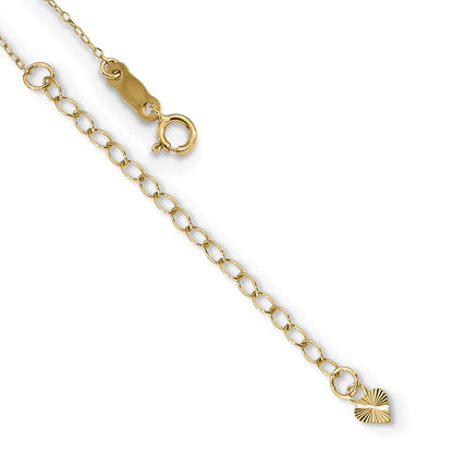 14k Polished 2-Strand Diamond-cut Cross and Heart 16 inch Necklace Plus 2 inch Extender