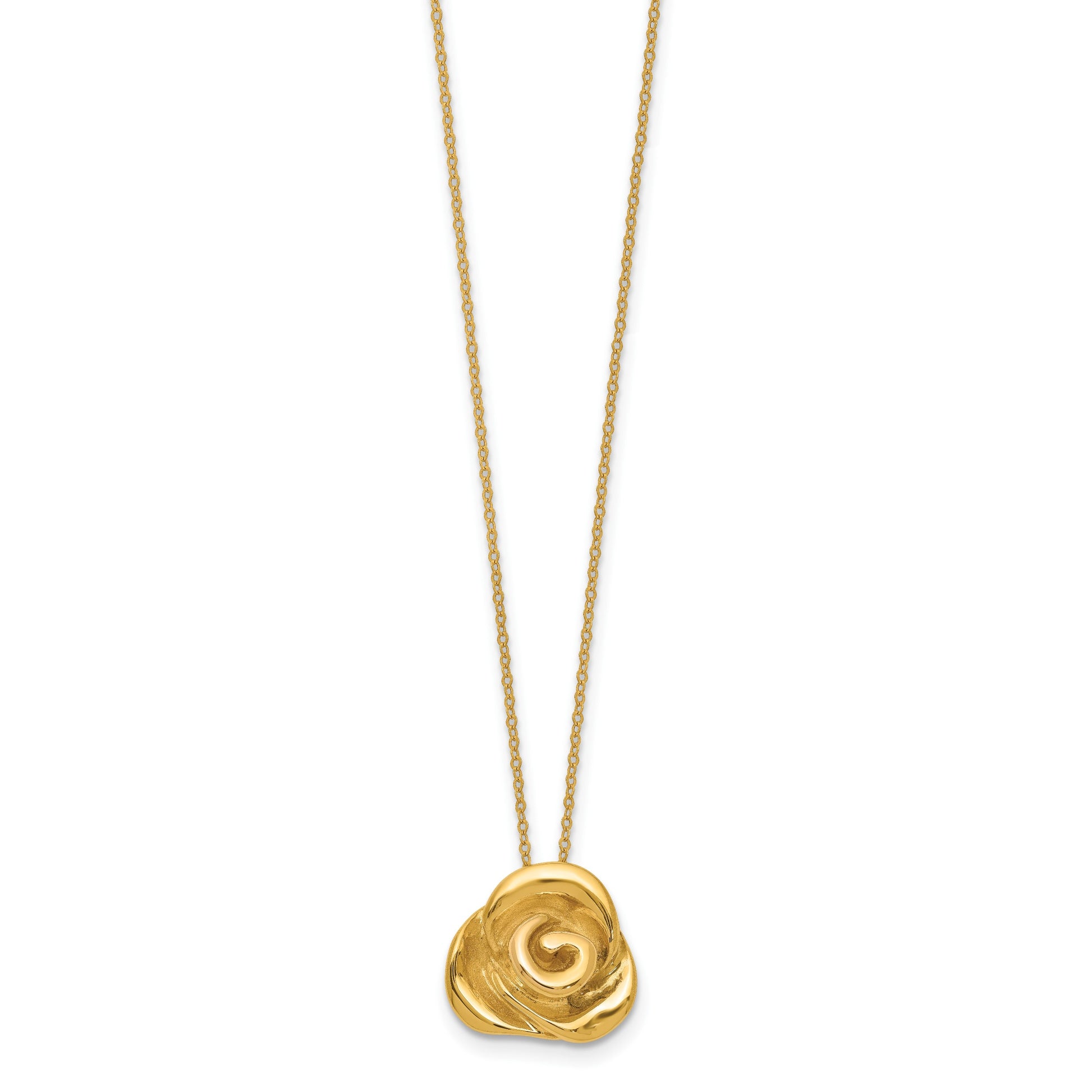 14k Polished Puffed Rose 18 inch Necklace