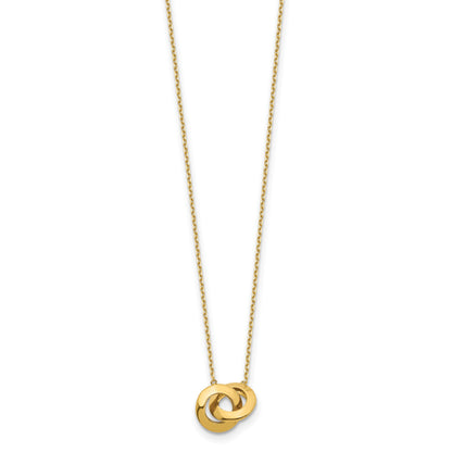 14k Polished Fancy Interlocking Circles 16 inch Necklace Plus 1 inch Extender