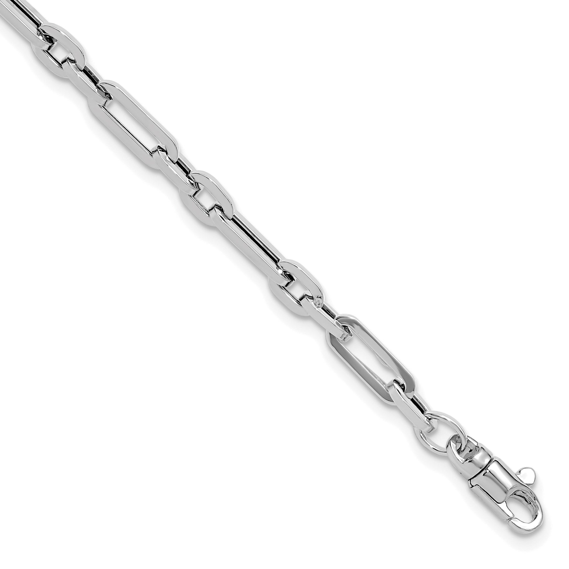 14K White Gold Polished 5mm Fancy Link 7.5 inch Bracelet