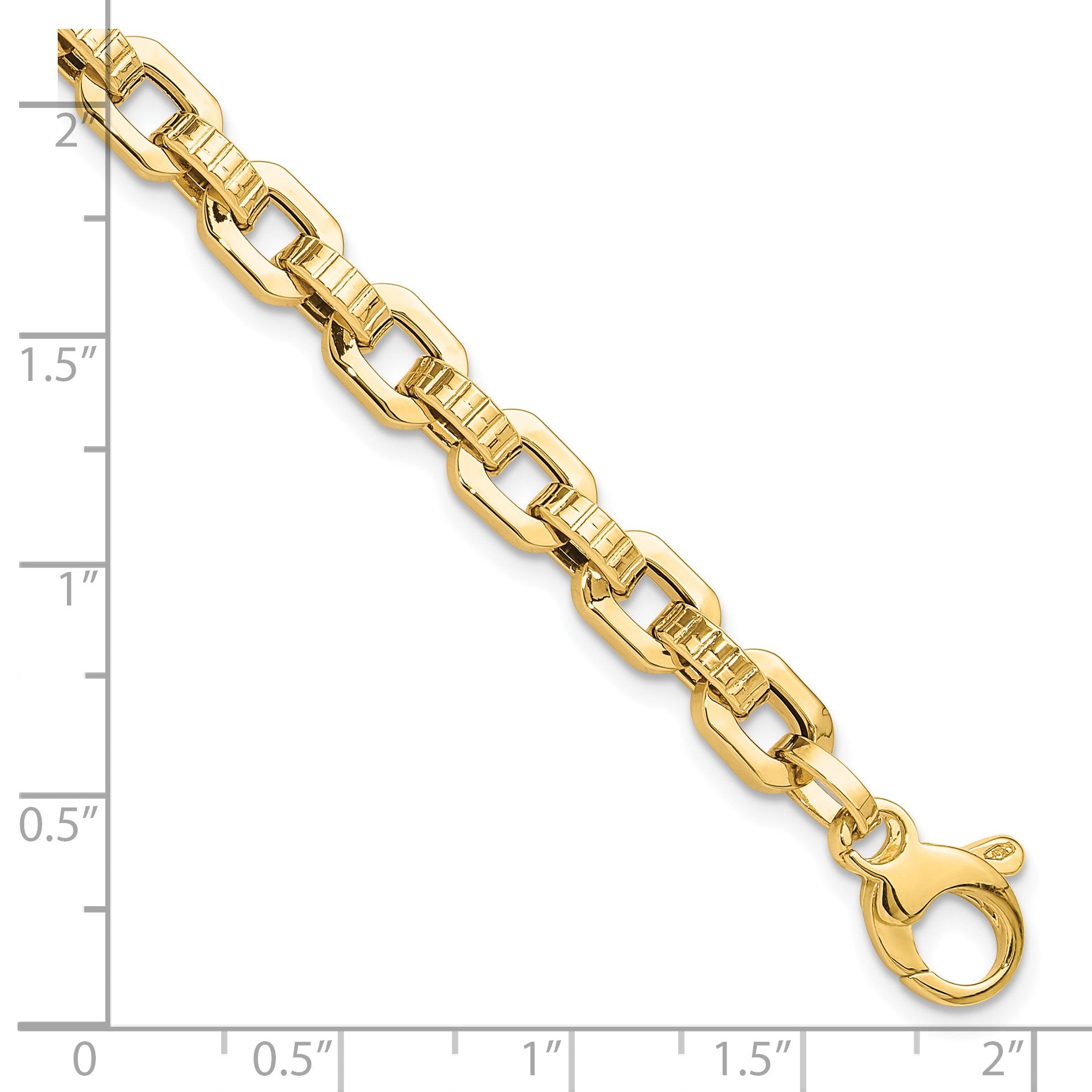 14K Polished and Textured Fancy Link 7.5 inch Bracelet