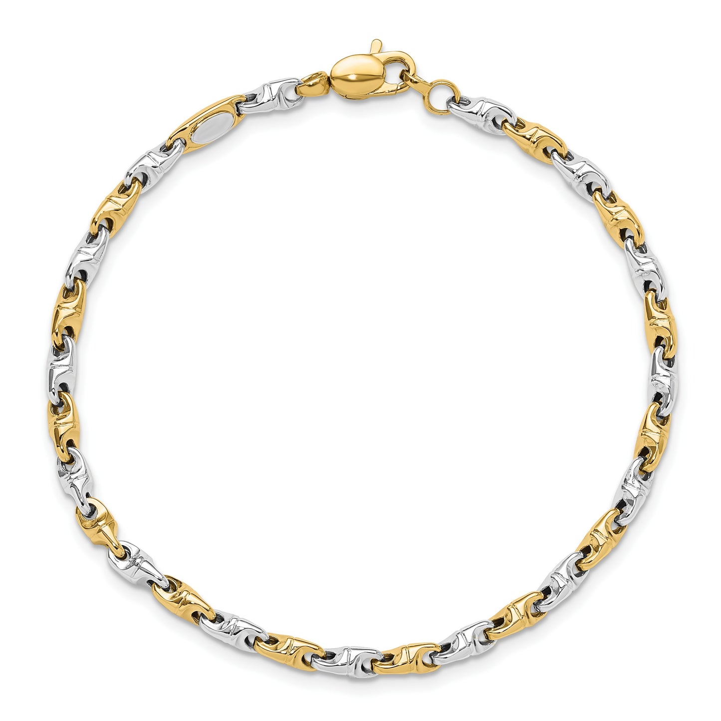 14K Two-tone Polished Fancy Link 7.5 inch Bracelet