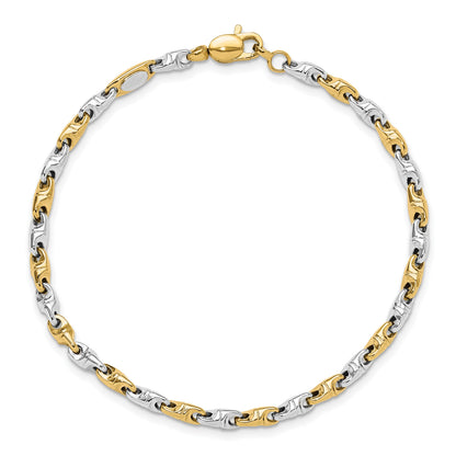 14K Two-tone Polished Fancy Link 7.5 inch Bracelet