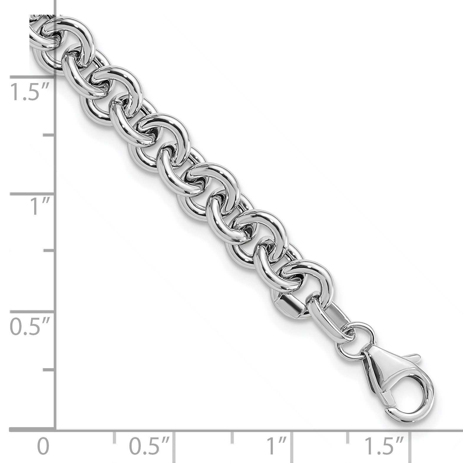 14k White Gold Polished 6.5mm Fancy Rolo Link 7.75 inch Bracelet