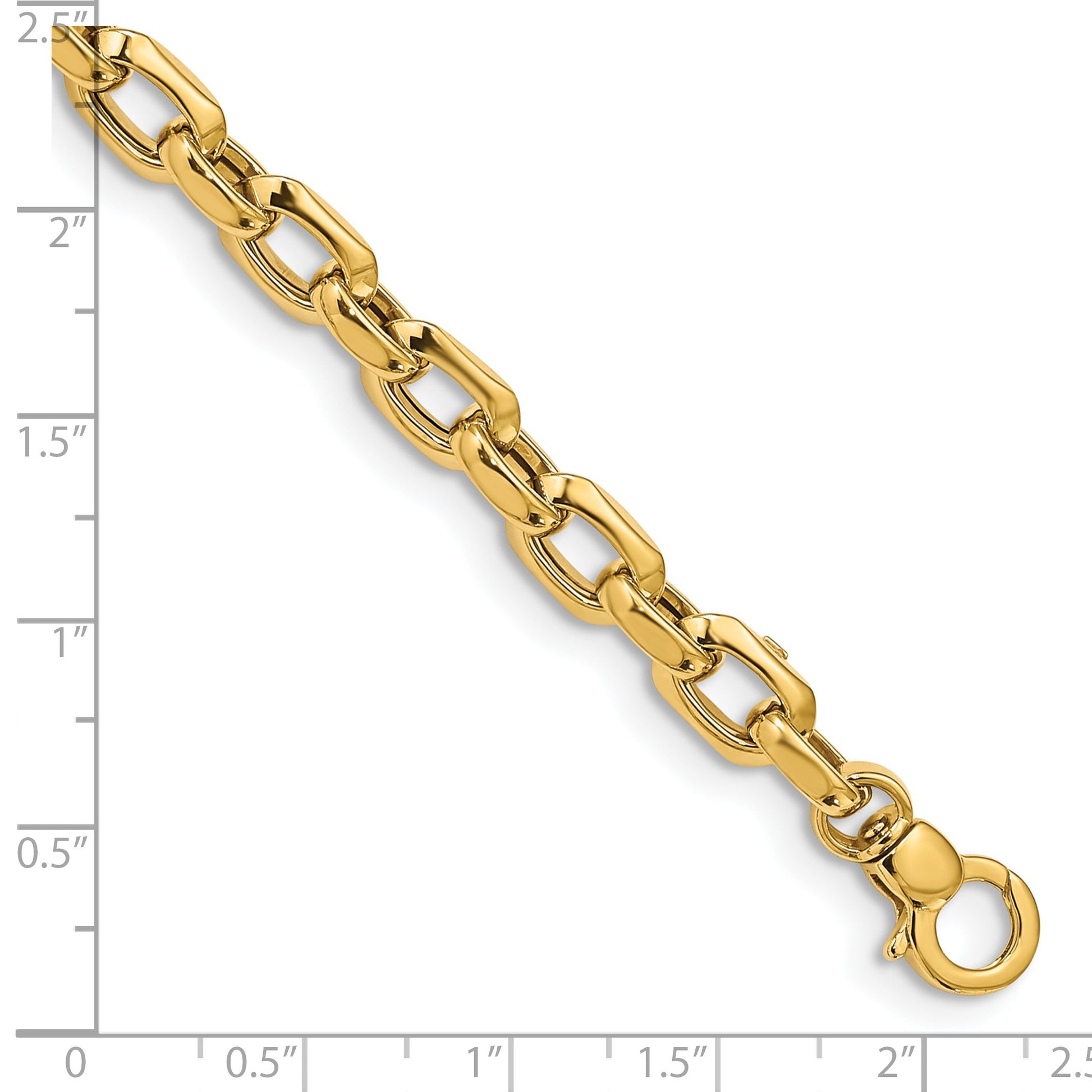 14K Polished 6.75mm Fancy Cable Link 7.5 inch Bracelet