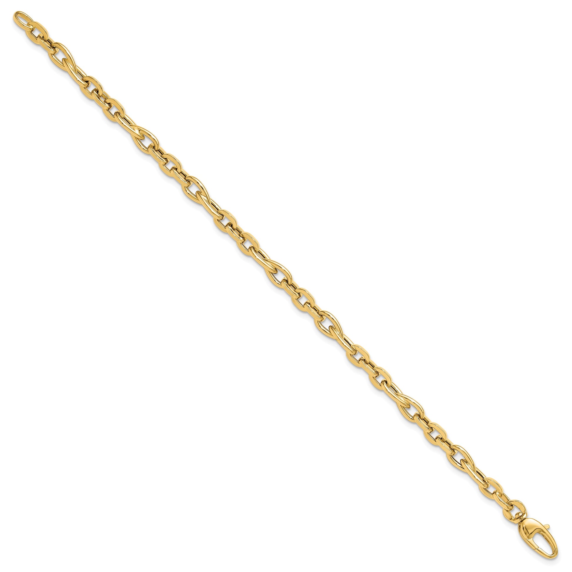 14K Polished 5.2mm Fancy Cable Link 7.5 inch Bracelet