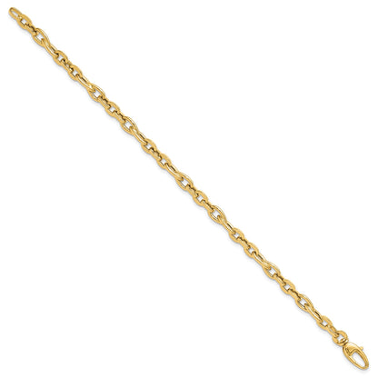 14K Polished 5.2mm Fancy Cable Link 7.5 inch Bracelet