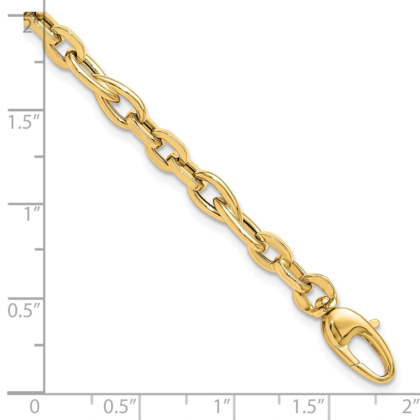 14K Polished 5.2mm Fancy Cable Link 7.5 inch Bracelet