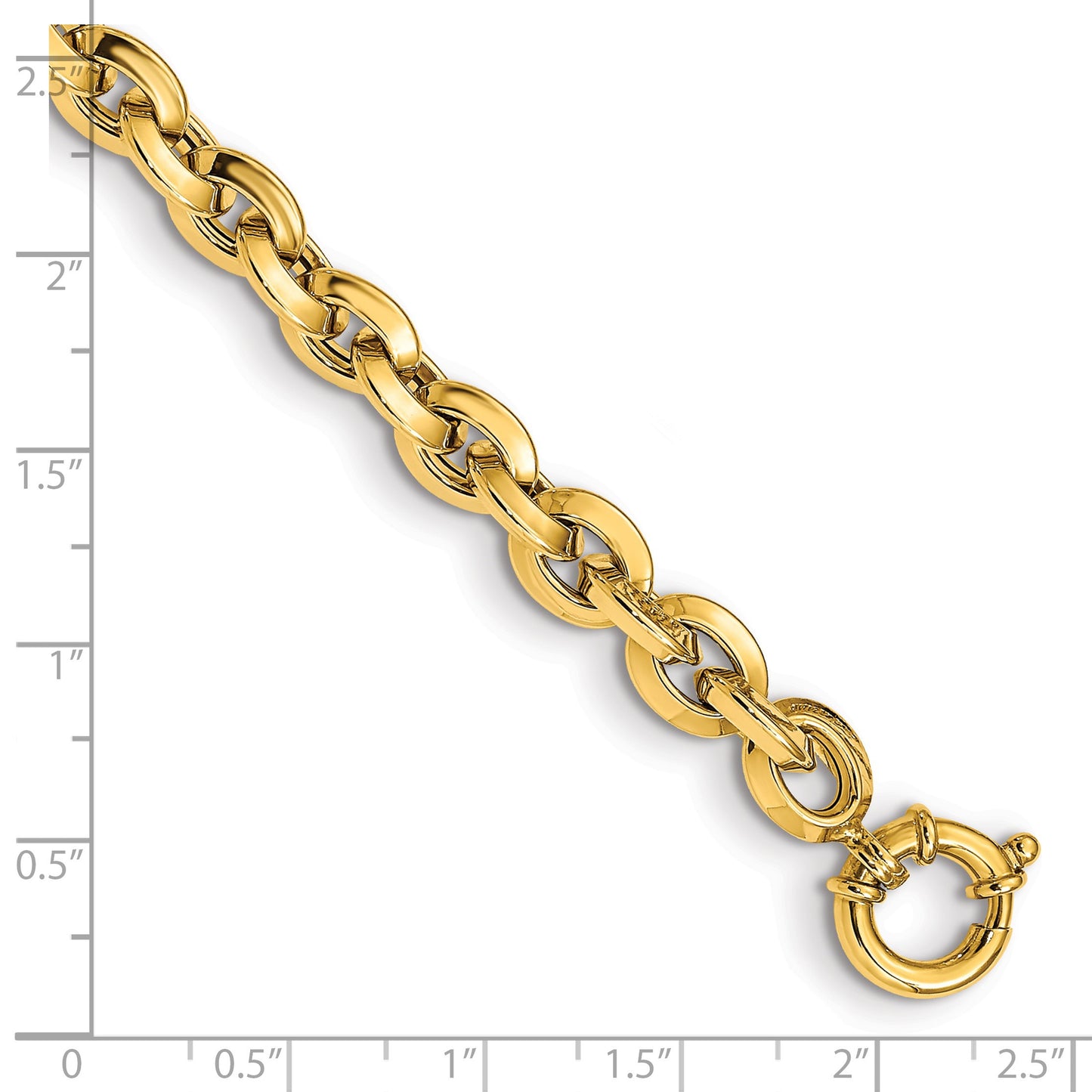 14K Polished 7.9mm Fancy Knife-edge Rolo Link 8 inch Bracelet