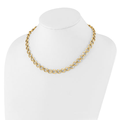 14k Polished 9.4mm Fancy Circle Link 18 inch Necklace