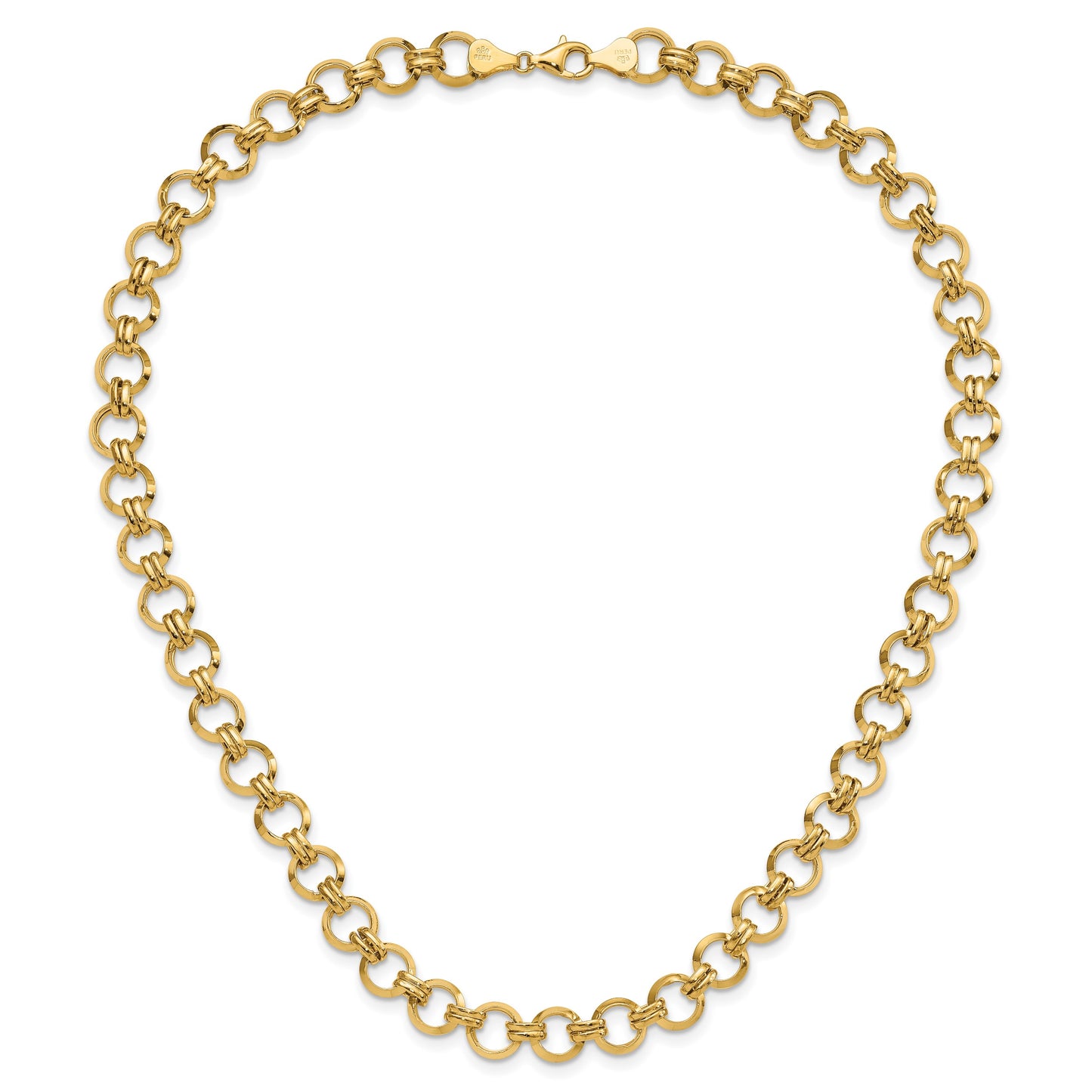 14k Polished 9.4mm Fancy Circle Link 18 inch Necklace