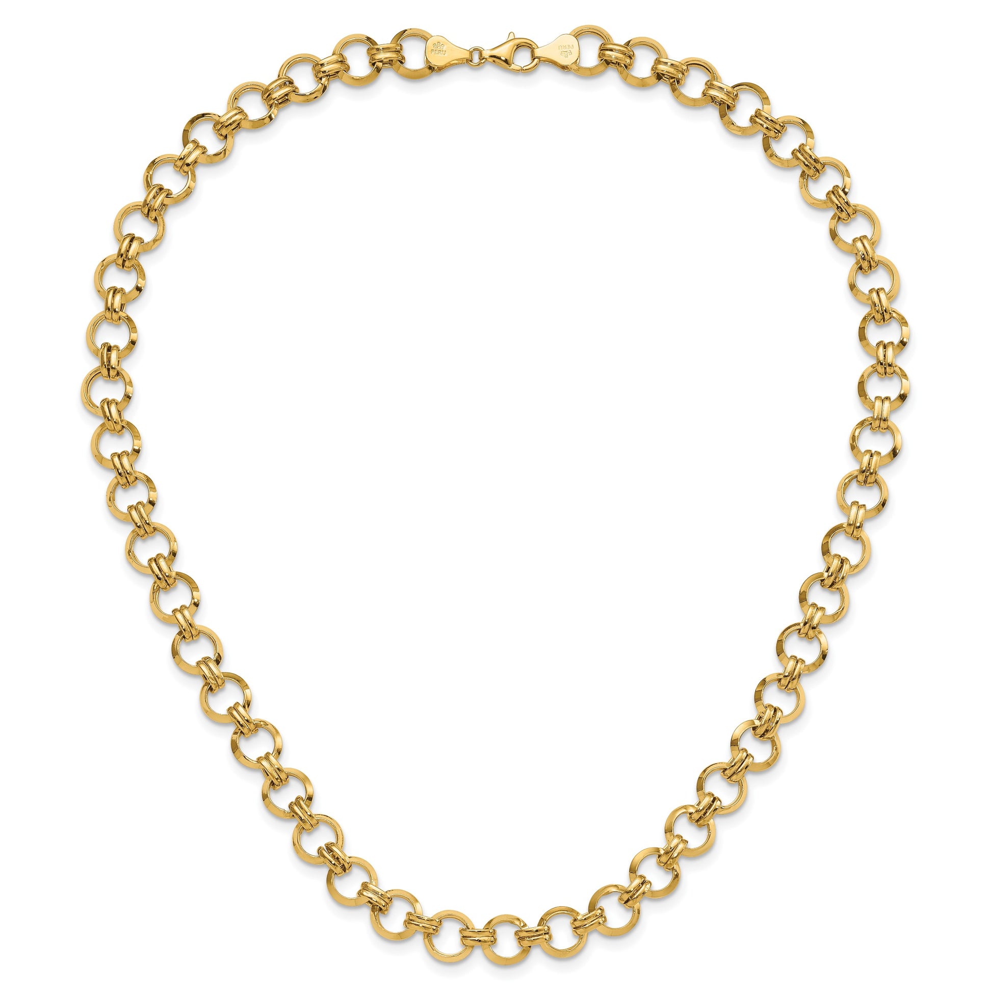 14k Polished 9.4mm Fancy Circle Link 18 inch Necklace