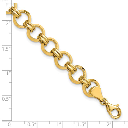 14k Polished 9.4mm Fancy Circle Link 7.5 inch Bracelet
