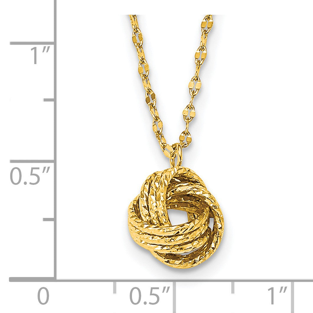 14k Diamond-cut Love Knot Pendant 18 inch Necklace