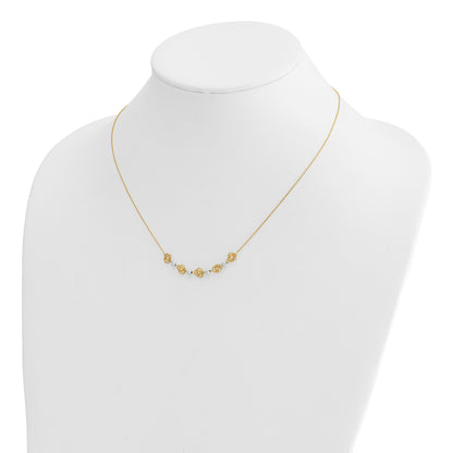 14k Two-tone Diamond-cut Beads and Love Knots 18 inch Necklace