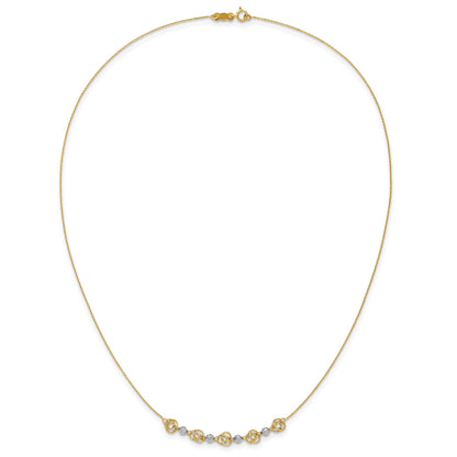 14k Two-tone Diamond-cut Beads and Love Knots 18 inch Necklace