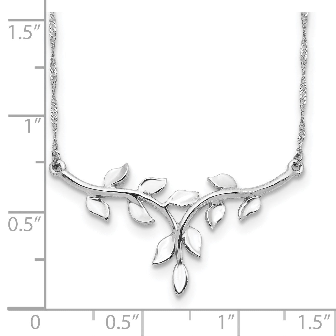 14K White Polished Leaves 17 inch Necklace