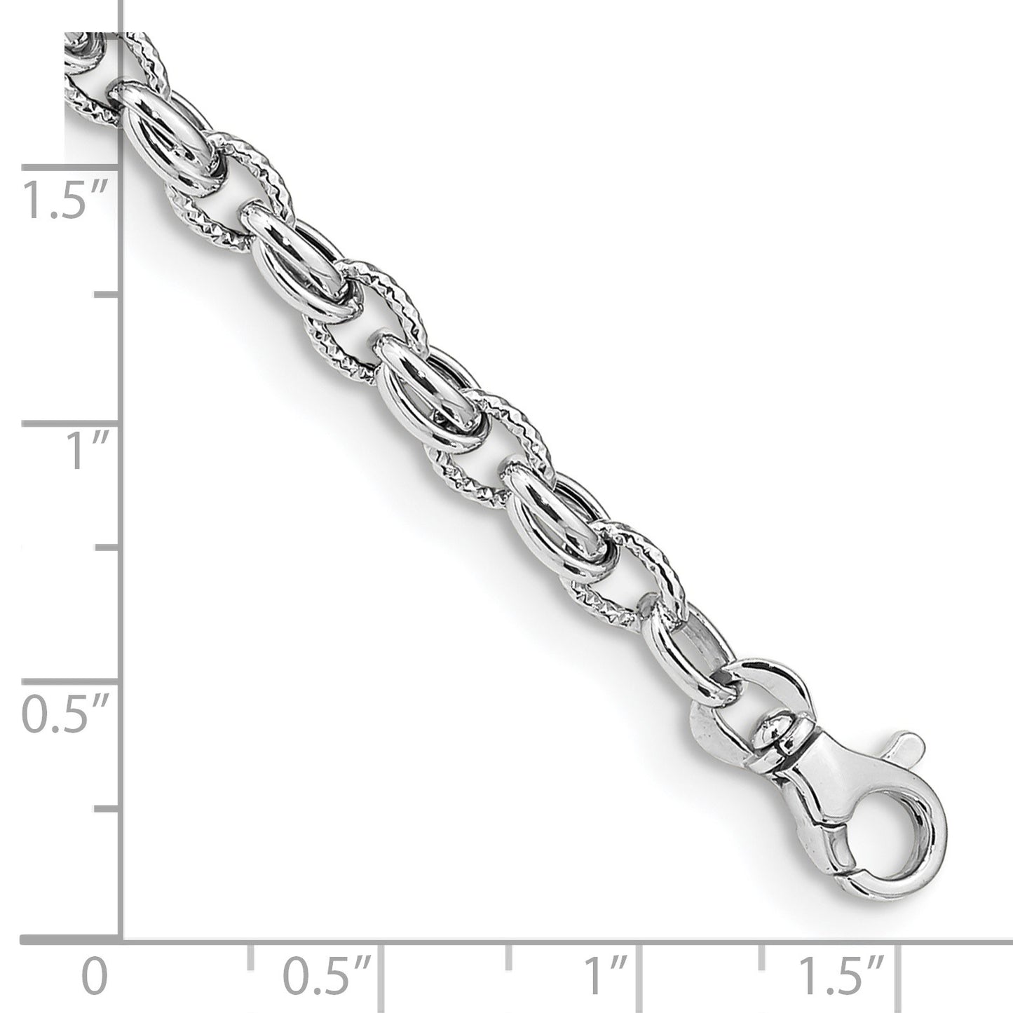 14K White Gold Polished Fancy Link 7.5 inch Bracelet
