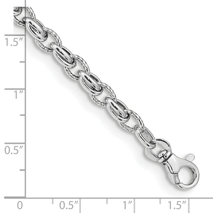 14K White Gold Polished Fancy Link 7.5 inch Bracelet