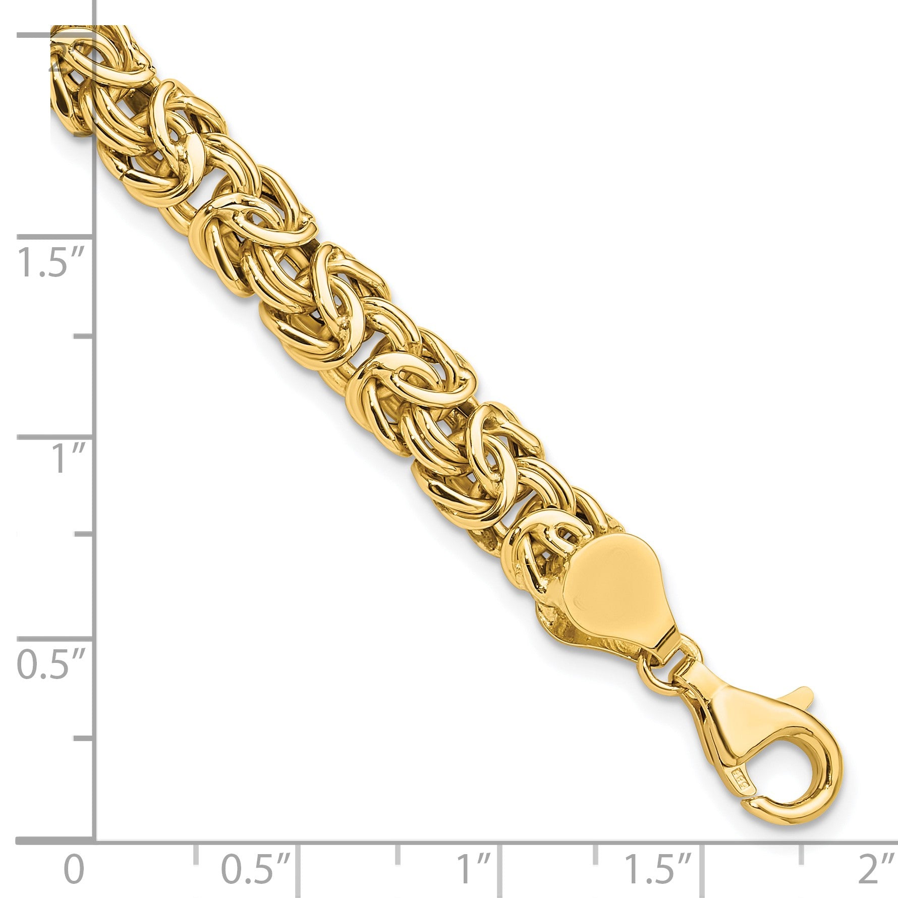 14K Polished 7.75mm Fancy Byzantine Link 8 inch Bracelet