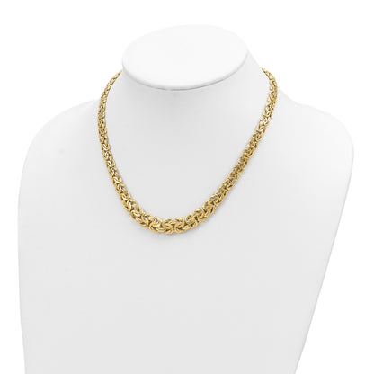 14k Fancy Graduated 7-12mm Flat Byzantine 17.5 inch Necklace