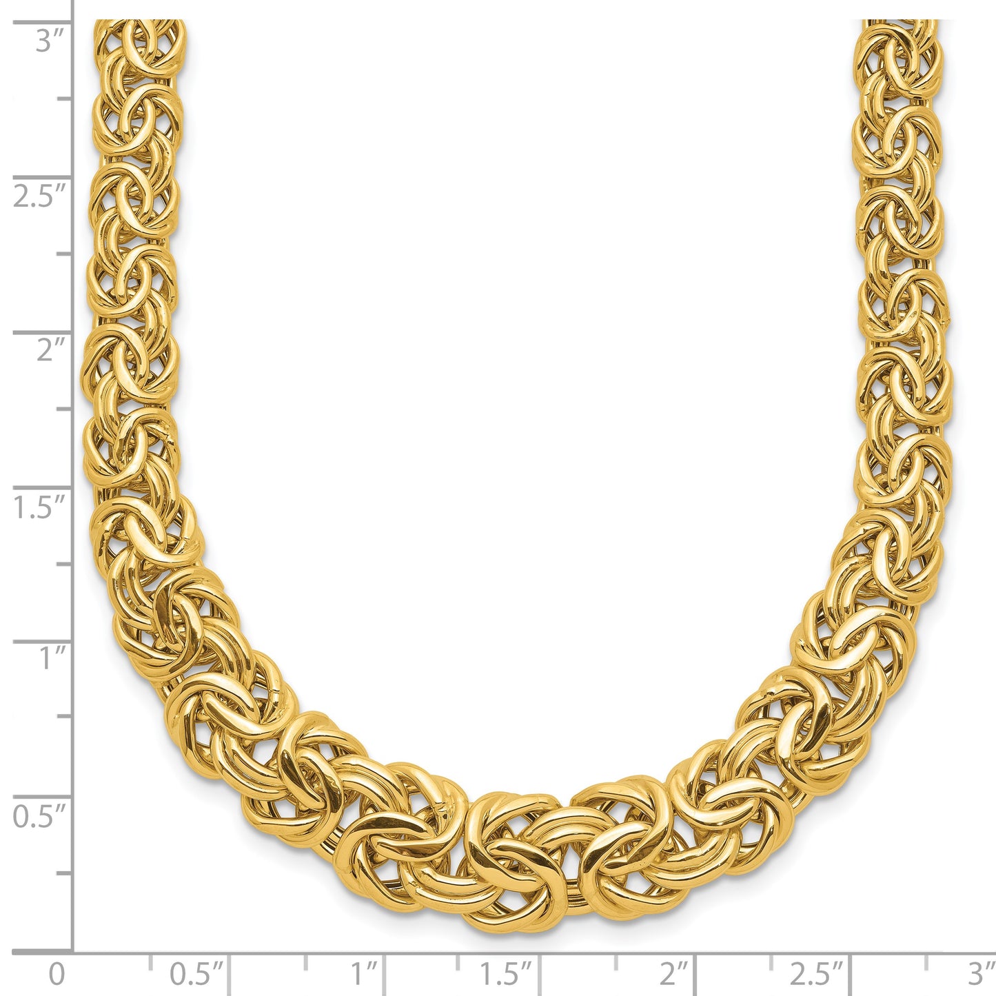 14k Fancy Graduated 7-12mm Flat Byzantine 17.5 inch Necklace