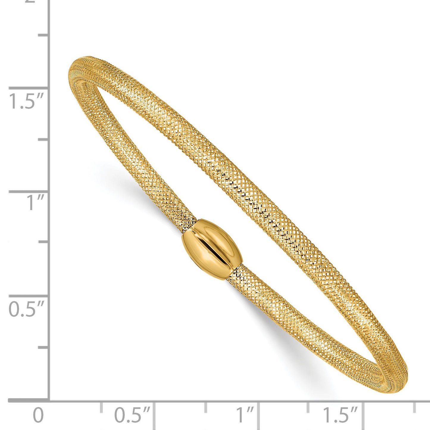 14K 3mm Woven Mesh Slip-on Stretch Bracelet