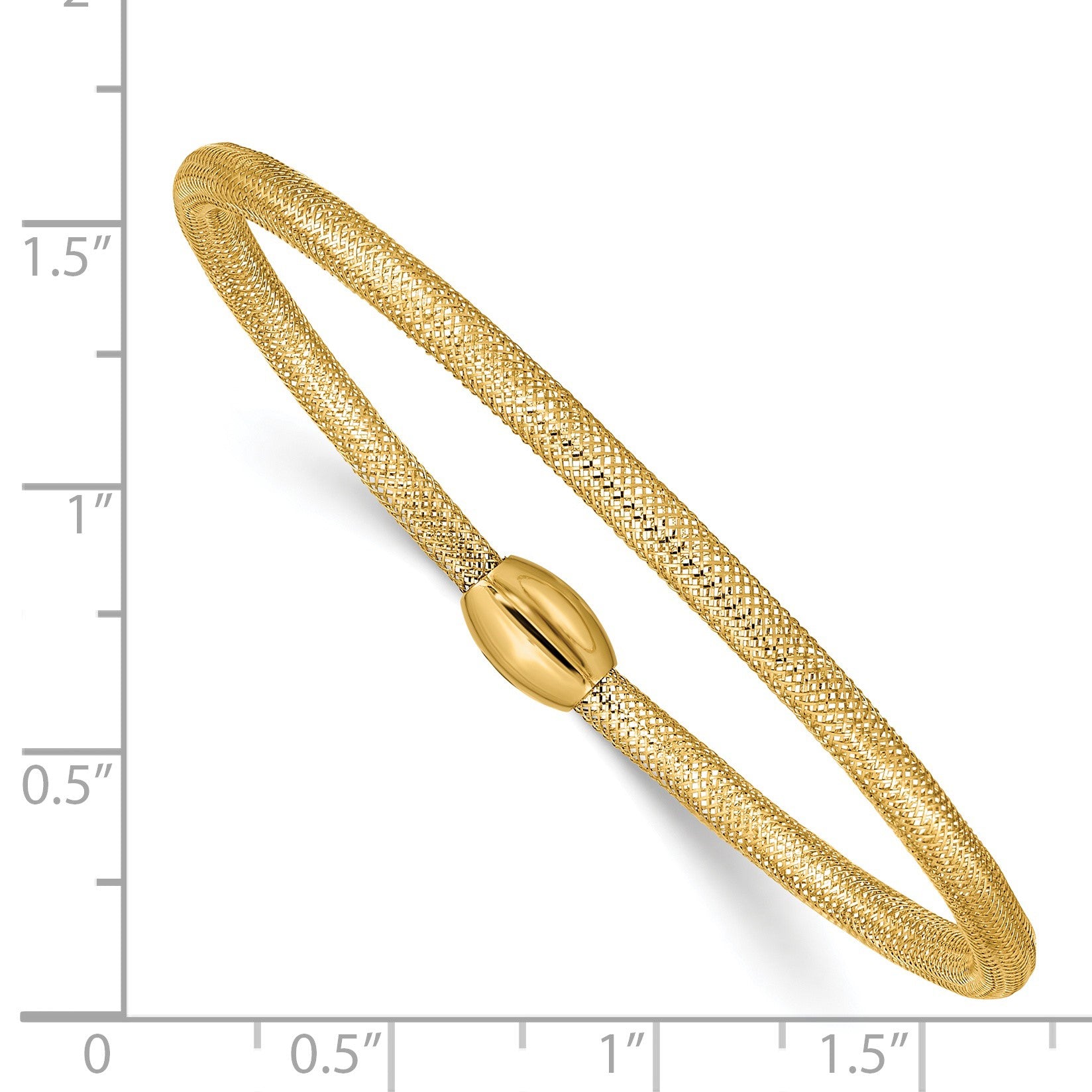 14K 3mm Woven Mesh Slip-on Stretch Bracelet