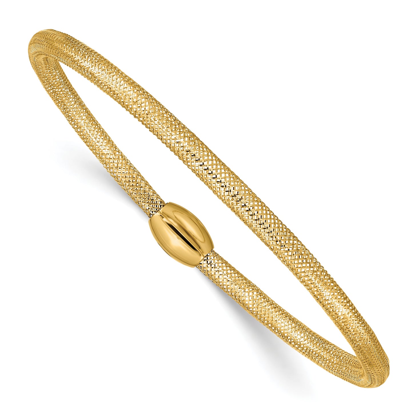 14K 3mm Woven Mesh Slip-on Stretch Bracelet