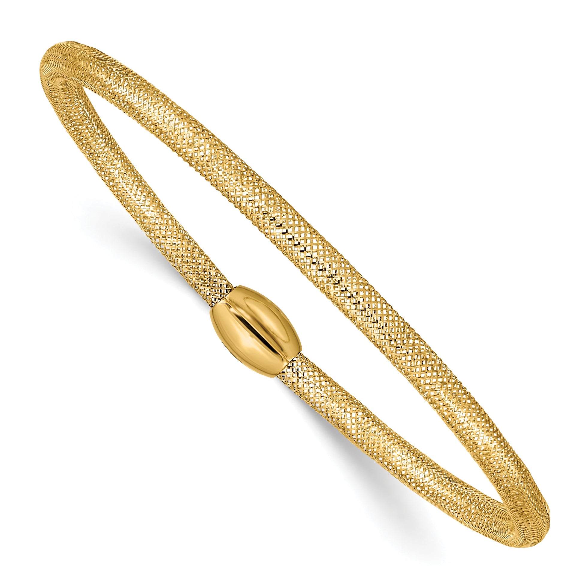 14K 3mm Woven Mesh Slip-on Stretch Bracelet