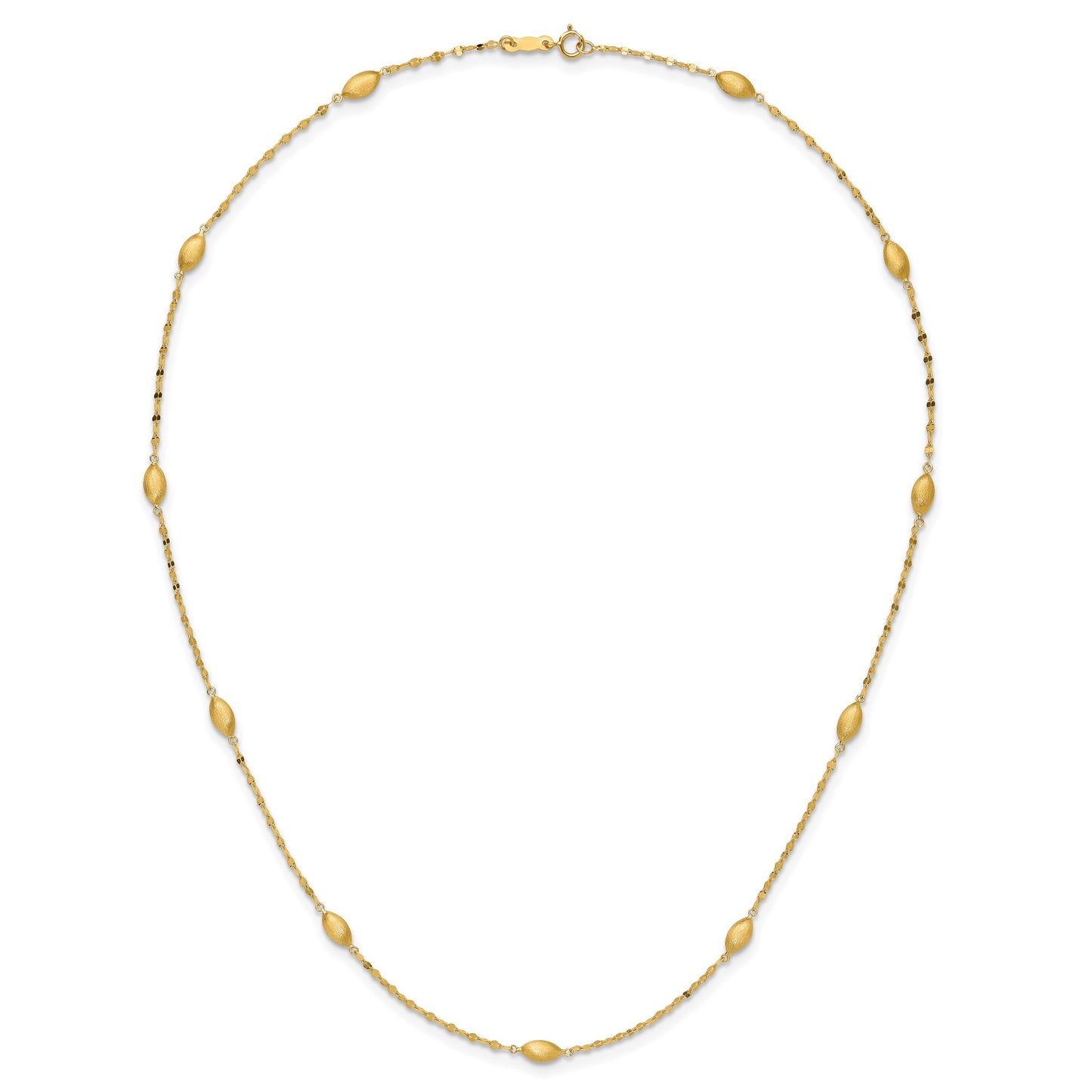 14k Diamond-cut Chain with Satin Oval Beads 18 inch Necklace