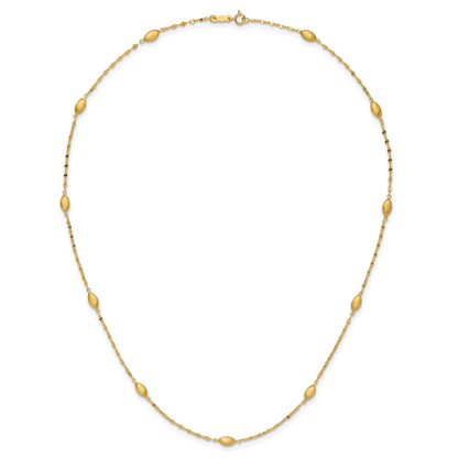 14k Diamond-cut Chain with Satin Oval Beads 18 inch Necklace