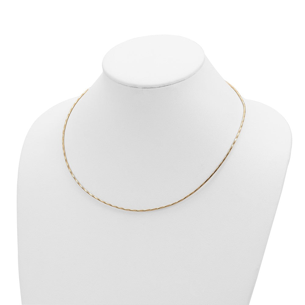 14K Yellow Polished w/2in. Ext. Round Twisted Omega Necklace