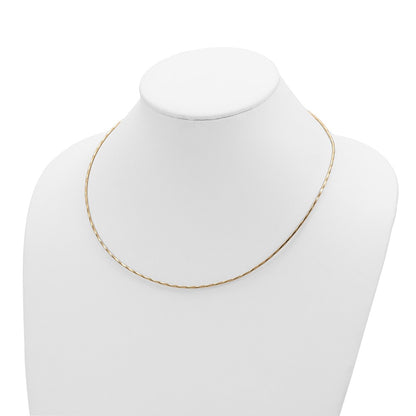 14K Yellow Polished w/2in. Ext. Round Twisted Omega Necklace